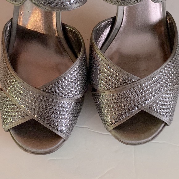 Moda Spana gray sequin sparkle sandals  high heel size 8 1/2M cocktail formal 🌹 - Picture 6 of 10